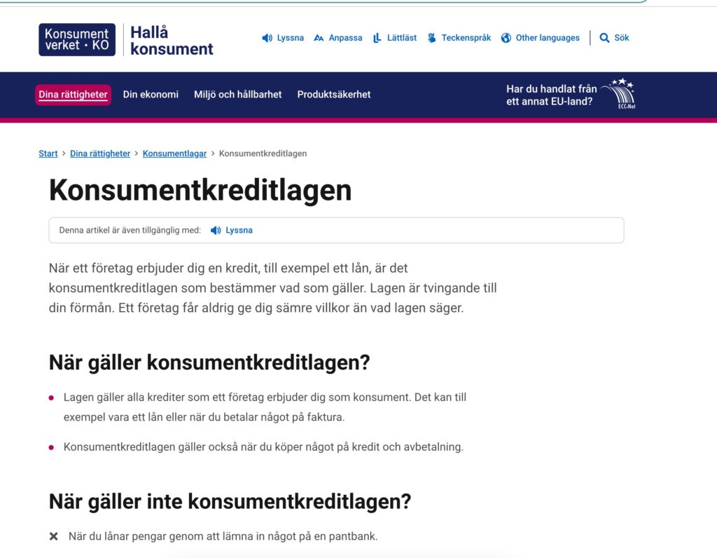 konsumentkreditlagen