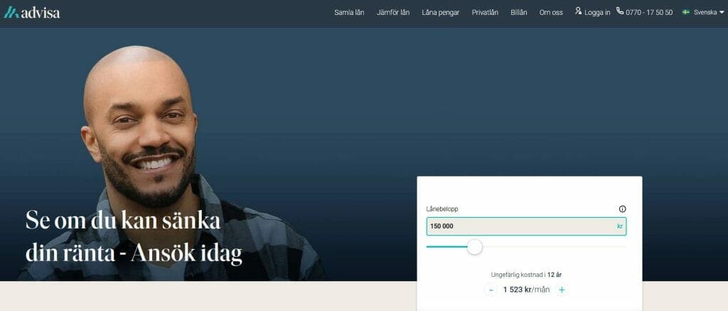 Hos Advisa kan du låna 150 000 kr till låg ränta.