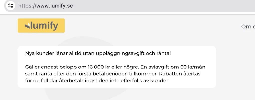 Lån utan ränta 30 dagar lumify
