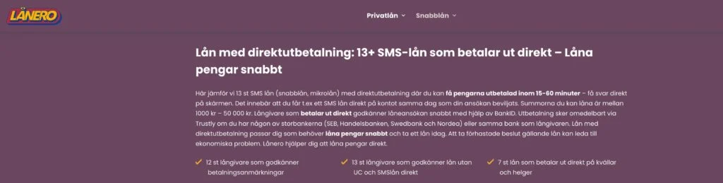 Lånero - Lån med direktutbetalning