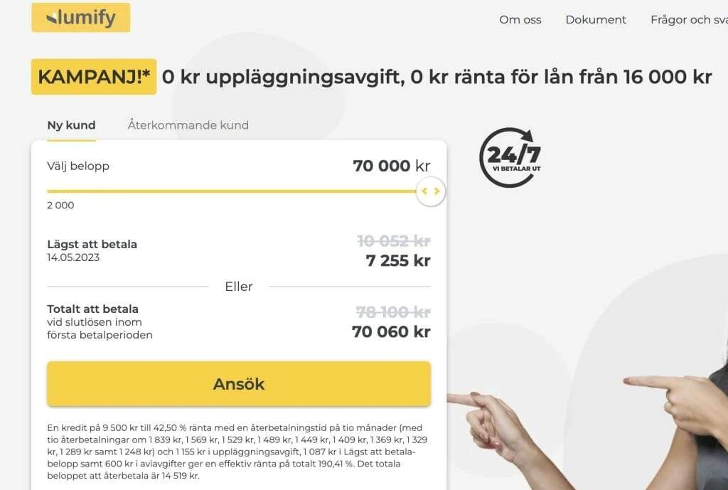 SMS lån 4000 kr hos Lumify räntefritt