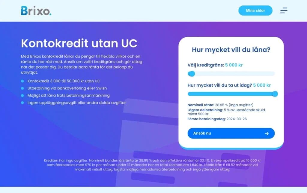 Kontokredit utan UC