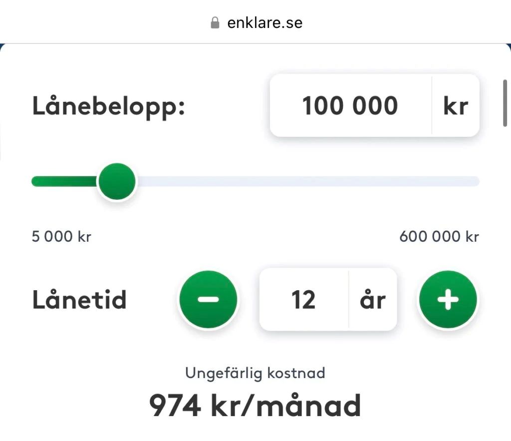 låna 100000 hos Enklare