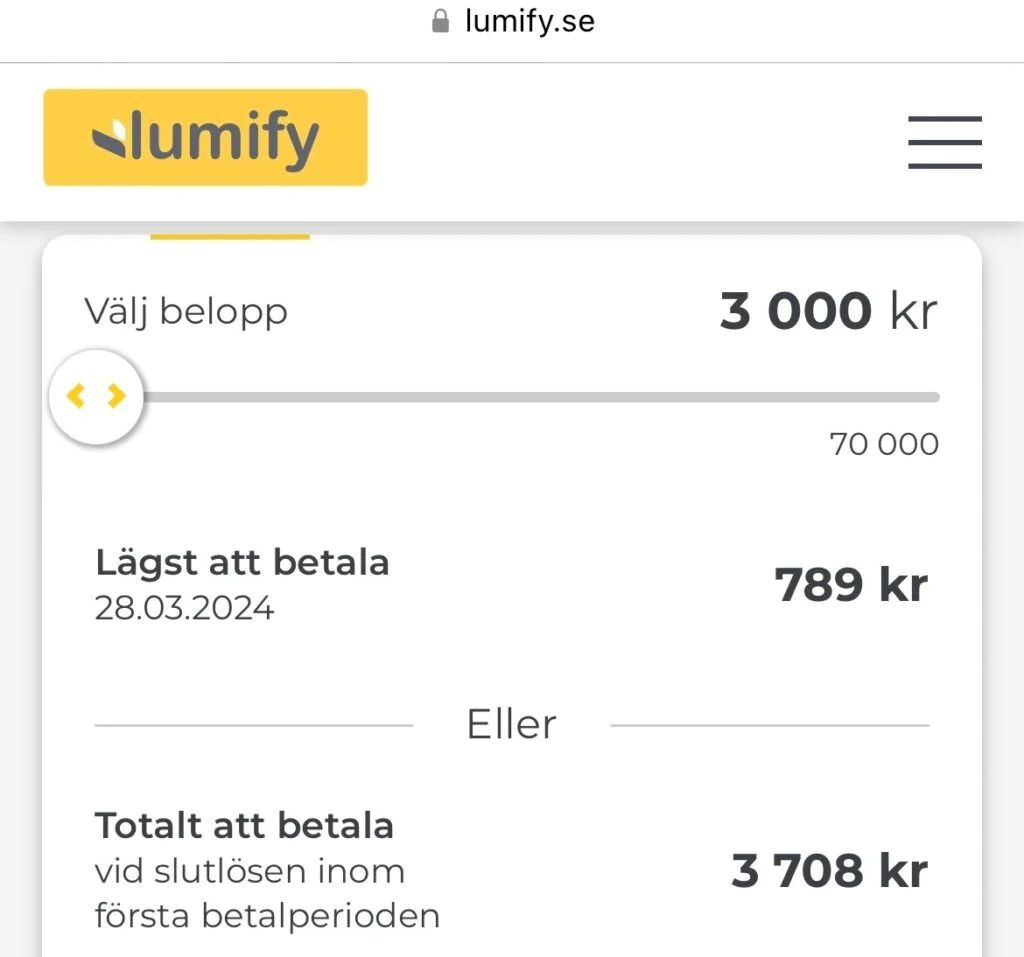 låna 3000 utan kreditupplysning hos Lumify