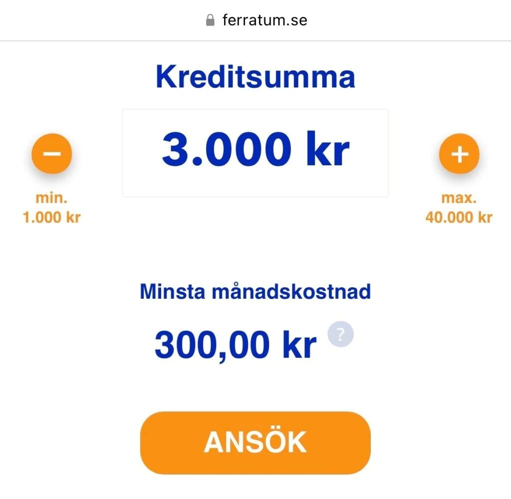 låna 3000 utan uc hos Ferratum